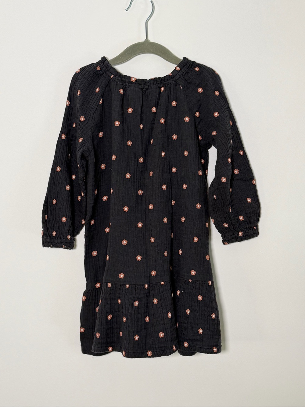 H&M Kids Floral Pink Dark Grey Dress Cotton Size 5 - Picture 4 of 6